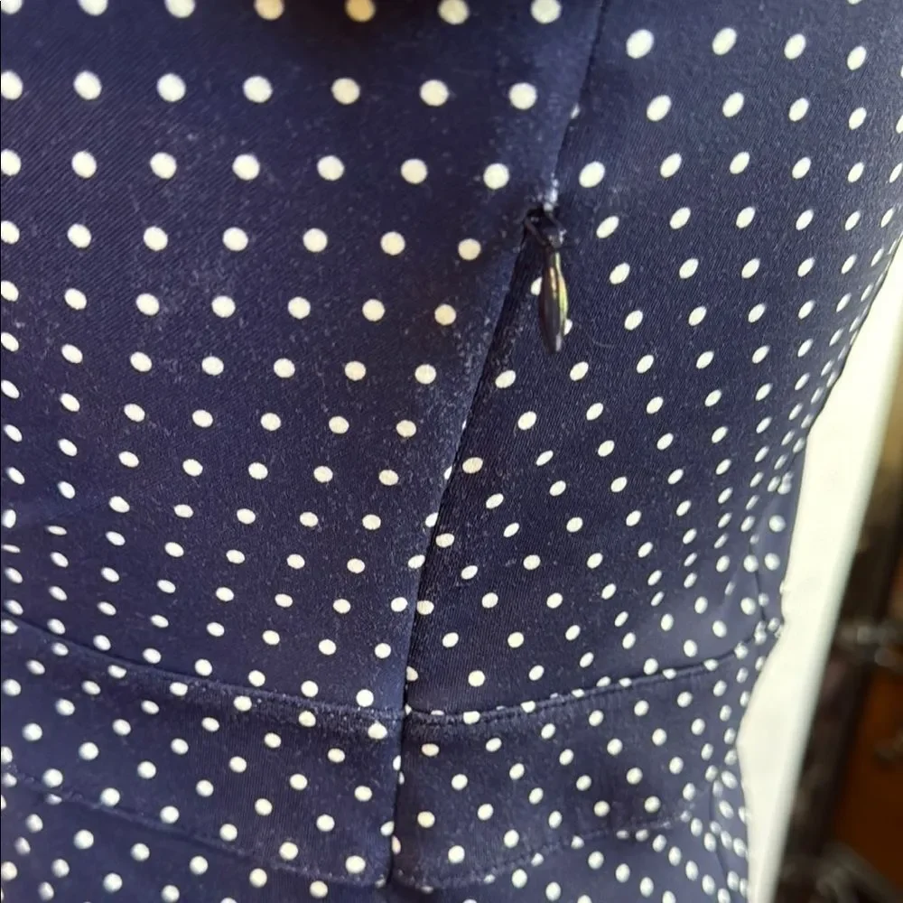 Talbots Navy Blue Polka Dot Dress with 3/4 Sleeve, Size 6 - Picture 4 of 8